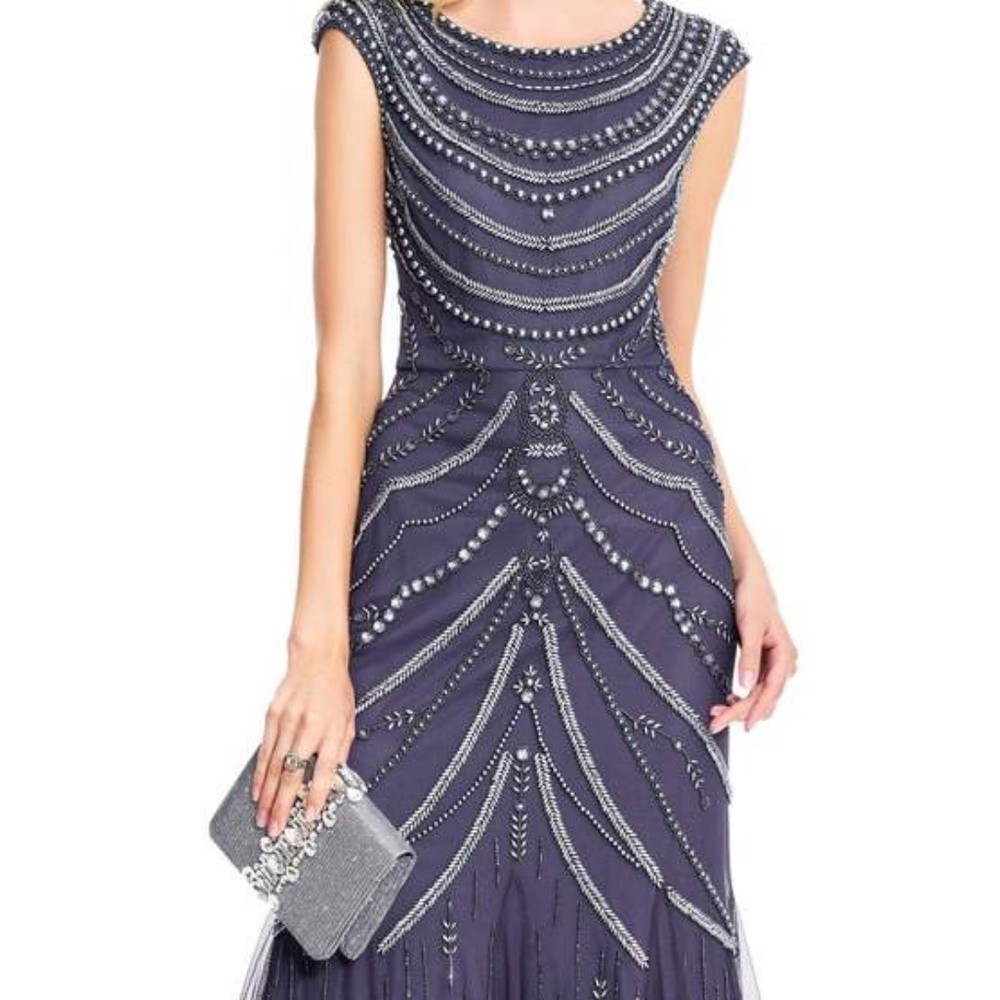 Adrianna Papell beaded scoop mermaid gown